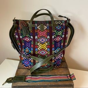 LEATHER & Woven Tapestry MEXICAN One of a Kind Backpack & Shoulder Bag NEW ❤️